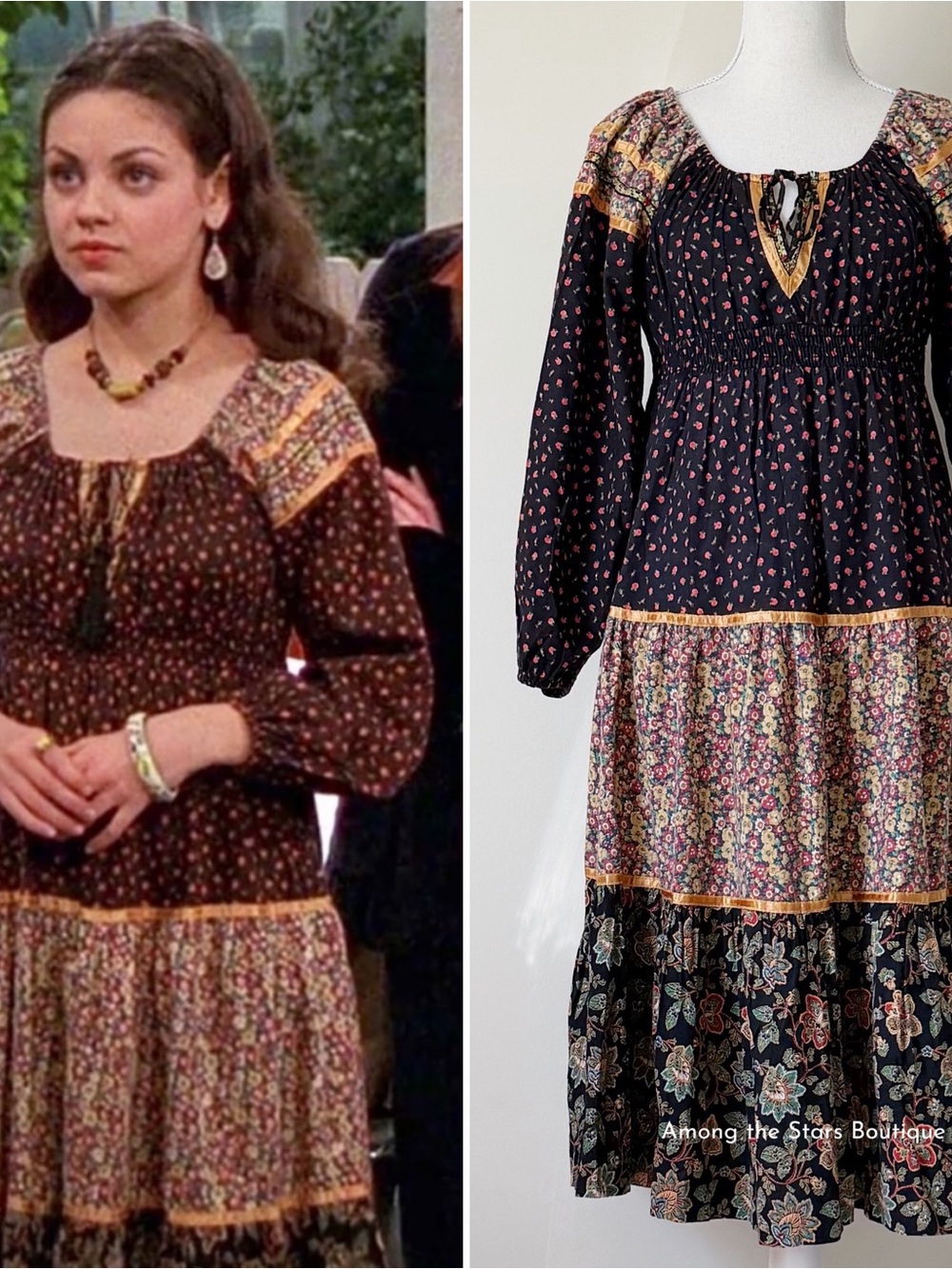 Extremely Rare 70s Vintage Floral Prairie Maxi Dress ASO Jackie in That 70s Show